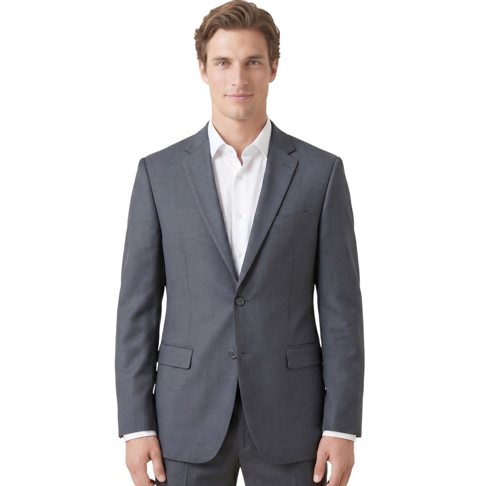 Caravelli Oxford 2B Blazer Mens‎ 44L Grey Superior 150s Italian Design Classic